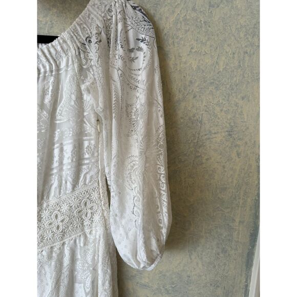 Farm Rio for Anthropology Elliott off the shoulder white lace jumpsuit - Picture 5 of 11